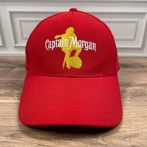 Captain Morgan Baseball Hat Mens OSFM Red Embroidered Logo Adjustable